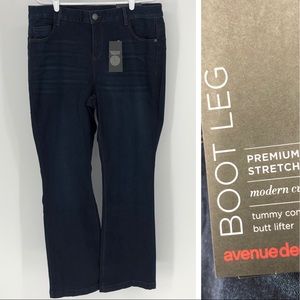 Avenue Demin NWT Boot Leg Blue Jeans Plus Sizes